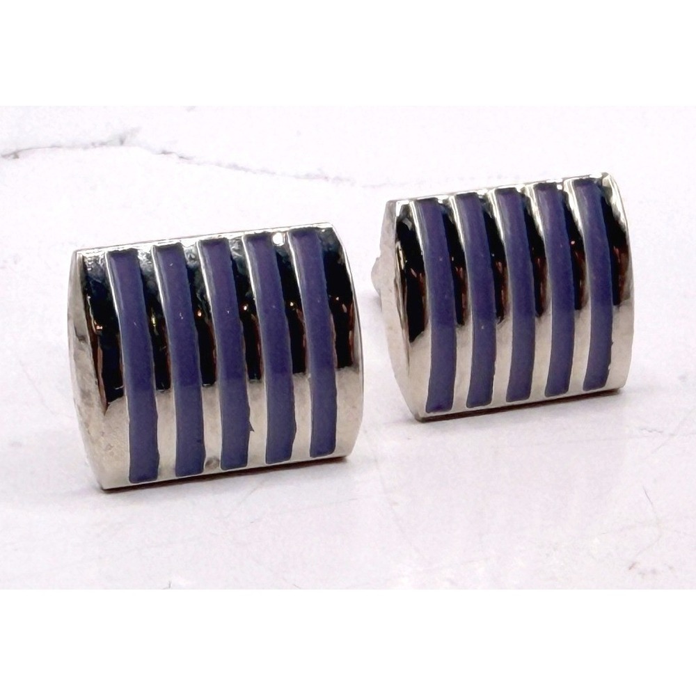 Silver Purple Bullet Back Cufflinks Vintage Style Men's Formal Jewelry‎